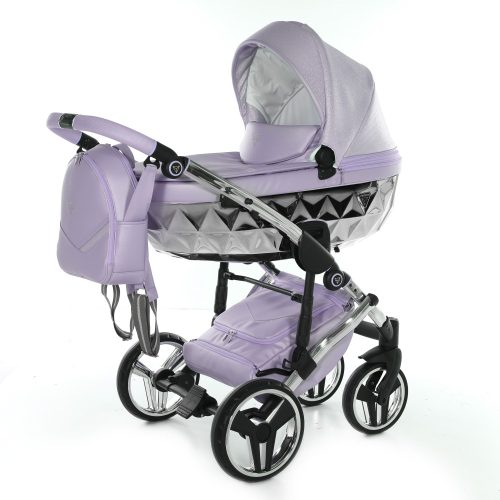 JUNAMA Dolce Spiegel Multifunktionskinderwagen - Lila - mit silbernem Rahmen