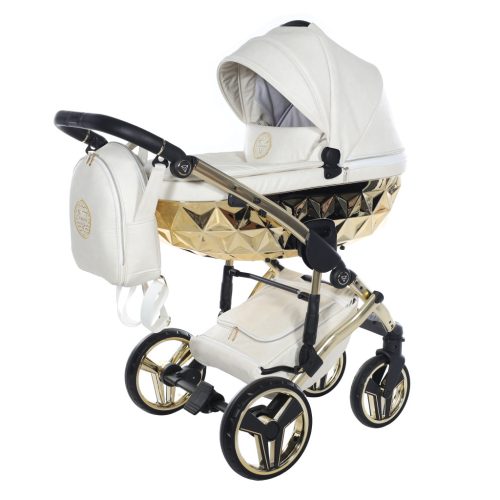 Junama Hand Craft Glitter 3in1 Multifunktions-Kinderwagen - Weiß/Gold