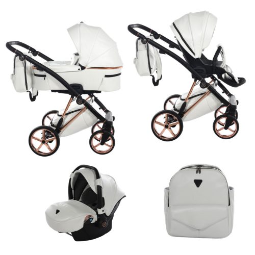 JUNAMA Air ECO Premium 3in1 Multifunktionskinderwagen - Hellgrau schwarz/bronzefarbenes Gestell
