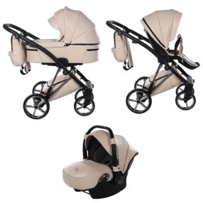   JUNAMA Air ECO Premium 3in1 Multifunktionskinderwagen - Beige Schwarz/Silber Gestell