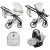 JUNAMA Air ECO Premium 3in1 Multifunktions-Kinderwagen - Hellgrau schwarz/silberner Rahmen