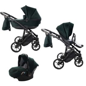   JUNAMA SPACE VELUR 3in1 multifunktionaler Kinderwagen - Grün