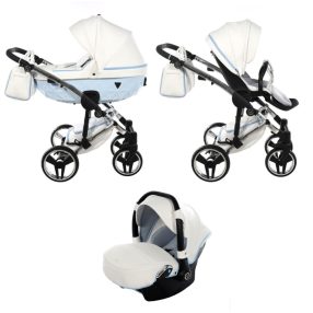   JUNAMA Diamond Candy 3in1 Multifunktions-Kinderwagen - Weiß/Blau