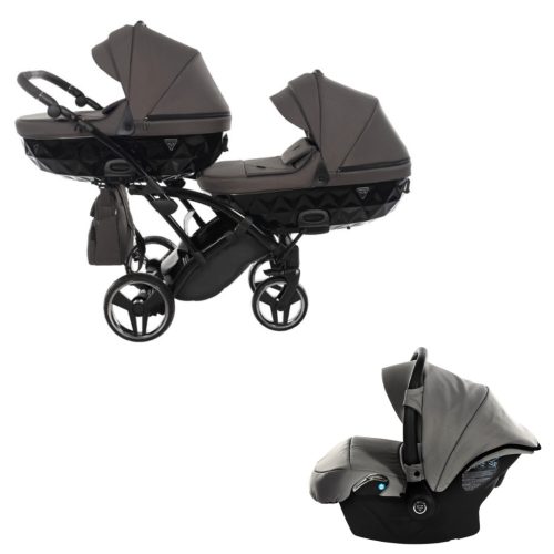 JUNAMA Diamond Duo Basic 3in1 Multifunktionaler Zwillingskinderwagen - Nickel