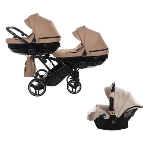 JUNAMA Diamond Duo Basic Slim 3in1 Multifunktionaler Zwillingskinderwagen - Braun