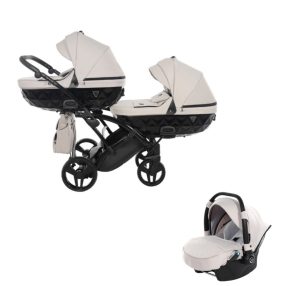   JUNAMA Diamond Duo Basic Slim 3in1 Multifunktionaler Zwillingskinderwagen - Grau