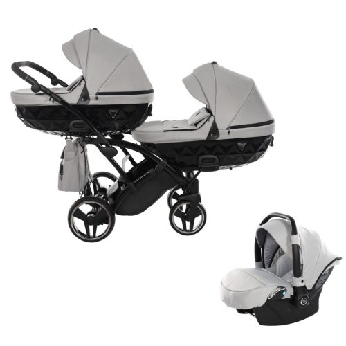 JUNAMA Diamond Duo Basic Slim 3in1 Multifunktionaler Zwillingskinderwagen - Grau