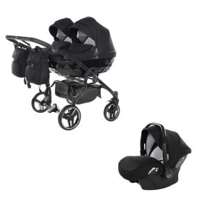   JUNAMA Diamond Duo Basic 3in1 Multifunktionaler Zwillingskinderwagen - Schwarz