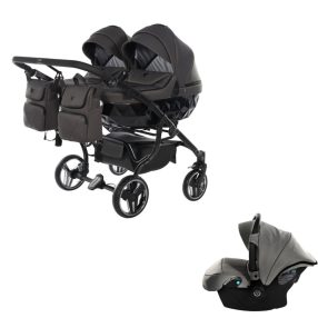   JUNAMA Diamond Duo Basic 3in1 Multifunktionaler Zwillingskinderwagen - Nickel