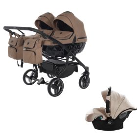   JUNAMA Diamond Duo Basic 3in1 Multifunktionaler Zwillingskinderwagen - Braun