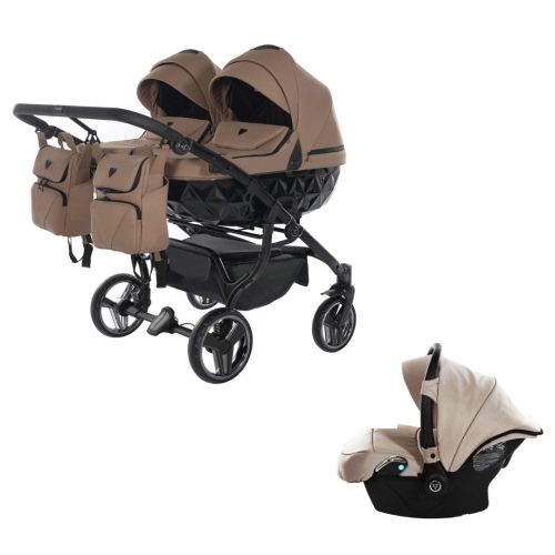 JUNAMA Diamond Duo Basic 3in1 Multifunktionaler Zwillingskinderwagen - Braun