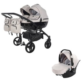   JUNAMA Diamond Duo Basic 3in1 Multifunktionaler Zwillingskinderwagen - Grau