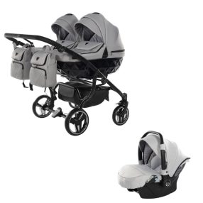   JUNAMA Diamond Duo Basic 3in1 Multifunktionaler Zwillingskinderwagen - Grau