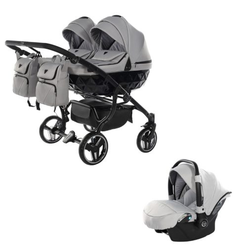 JUNAMA Diamond Duo Basic 3in1 Multifunktionaler Zwillingskinderwagen - Grau