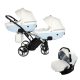 JUNAMA Diamond Duo Candy Slim 3in1 Multifunktionaler Zwillingskinderwagen - Weiß/Blau