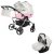 JUNAMA Diamond Duo Candy 3in1 Multifunktionaler Zwillingskinderwagen - Weiß/Rosa