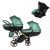 JUNAMA Diamond Duo Fluo Slim 3in1 Multifunktionaler Zwillingskinderwagen - Grün/Gold