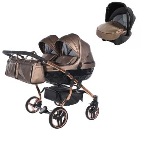   JUNAMA Diamond Duo Fluo 3in1 Multifunktionaler Zwillingskinderwagen - Bronze