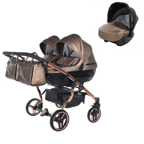JUNAMA Diamond Duo Fluo 3in1 Multifunktionaler Zwillingskinderwagen - Bronze
