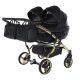 JUNAMA Diamond Duo Fluo 3in1 Multifunktionaler Zwillingskinderwagen - Schwarz/Gold