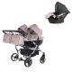 JUNAMA Diamond Duo Fluo 3in1 Multifunktionaler Zwillingskinderwagen - Rosa/Silber