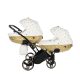 JUNAMA Diamond Duo Glow Slim 3in1 Multifunktionaler Zwillingskinderwagen - Weiß/Gold