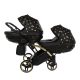 JUNAMA Diamond Duo Glow Slim 3in1 Multifunktionaler Zwillingskinderwagen - Schwarz/Gold
