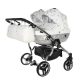 JUNAMA Diamond Duo Glow 3in1 Multifunktionaler Zwillingskinderwagen - Weiß/Silber