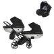 JUNAMA Diamond Duo Mirror Satin Slim 3in1 Multifunktionaler Zwillingskinderwagen - Schwarz/Silber