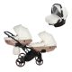 JUNAMA Diamond Duo Mirror Satin Slim 3in1 Multifunktionaler Zwillingskinderwagen - Weiß/Rose-Gold