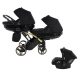 JUNAMA Diamond Duo S-Line Slim 3in1 Multifunktionaler Zwillingskinderwagen - Schwarz/Gold