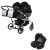 JUNAMA Diamond Duo S-Line 3in1 Multifunktionaler Zwillingskinderwagen - Schwarz/Silber