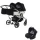 JUNAMA Diamond Duo S-Line 3in1 Multifunktionaler Zwillingskinderwagen - Schwarz/Weiß