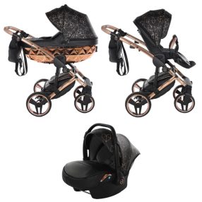   JUNAMA Diamond Heart 3in1 Multifunktions-Kinderwagen - Schwarz/Bronze