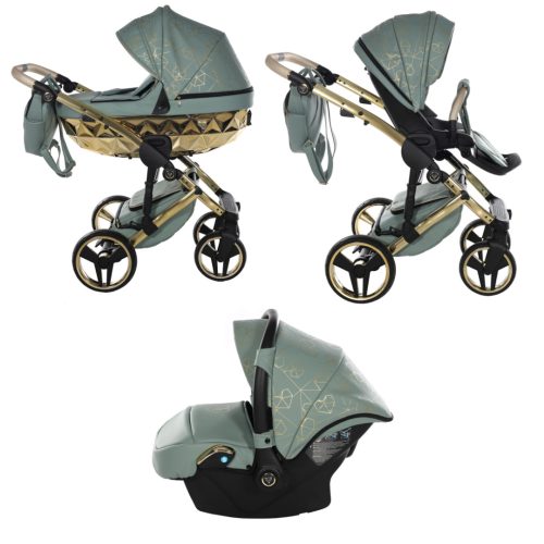 JUNAMA Diamond Heart 3in1 multifunktionaler Kinderwagen - Grün/Gold
