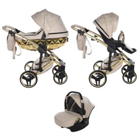  JUNAMA Diamond Heart 3in1 Multifunktions-Kinderwagen - Beige/Gold