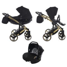   JUNAMA Diamond Exclusive 3in1 Multifunktions-Kinderwagen - Schwarz/Gold