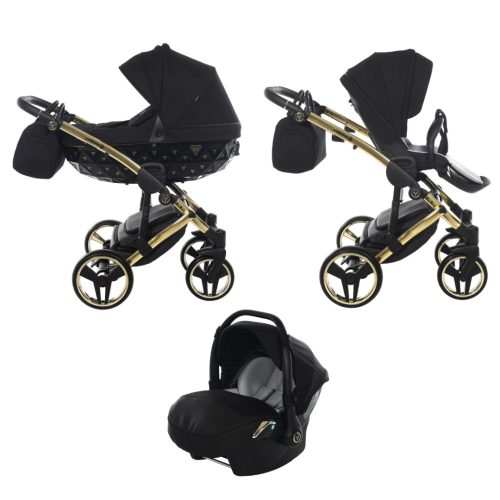 JUNAMA Diamond Exclusive 3in1 Multifunktions-Kinderwagen - Schwarz/Gold