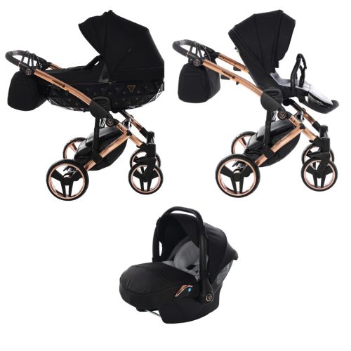JUNAMA Diamond Exclusive 3in1 Multifunktions-Kinderwagen - Schwarz/Bronze