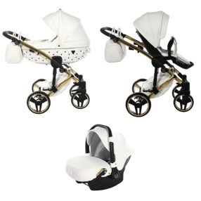   JUNAMA Diamond Exclusive 3in1 Multifunktions-Kinderwagen - Weiß/Gold