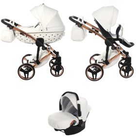   JUNAMA Diamond Exclusive 3in1 Multifunktions-Kinderwagen - Weiß/Bronze