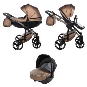   JUNAMA Diamond Fluo 3in1 Multifunktionaler Kinderwagen - Bronze - Schwarzer Rahmen