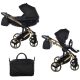 JUNAMA Diamond Fluo 3in1 multifunktionaler Kinderwagen - Schwarz - Goldrahmen