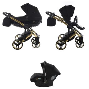   JUNAMA Diamond S-Line 3in1 Multifunktions-Kinderwagen - Schwarz/Gold