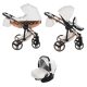 JUNAMA Diamond Mirror 3in1 multifunktionaler Kinderwagen - Weiß/Rosegold - Bronzegestell