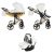 JUNAMA Diamond Mirror 3in1 multifunktionaler Kinderwagen - Weiß/Gold - goldener Rahmen