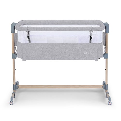 Kinderkraft Babybett Neste Air 2in1 - Hellgrau (Rahmen in Holzoptik)