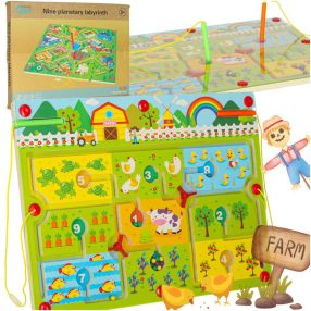   Mágneses labirintus fa társasjáték utazó farmra 2 játékosnak