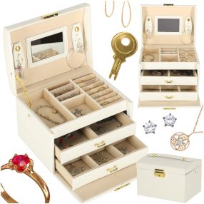 Ékszeres doboz fiókokkal fehér