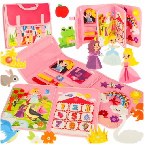 Sensory érzékszervi montessori manipulatív tábla hátizsák hátizsák tok rózsaszínű